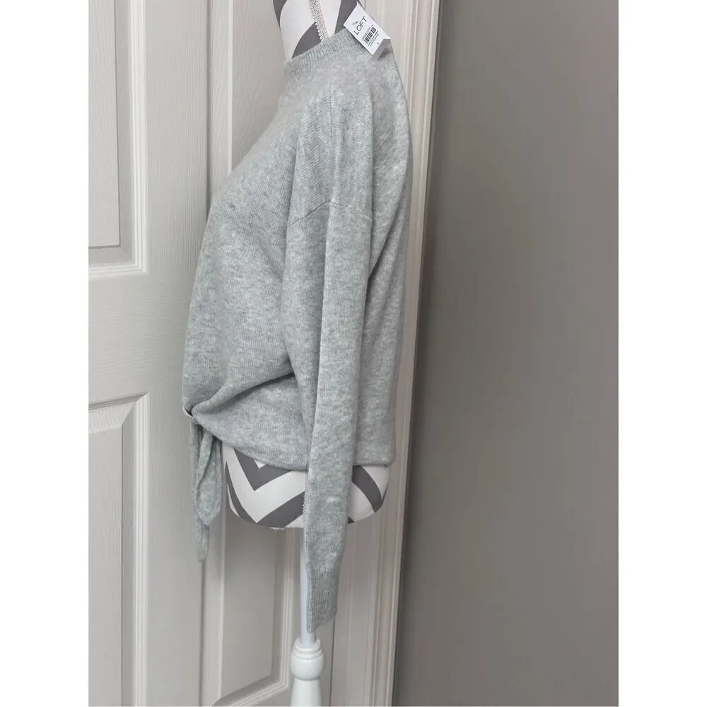LOFT light gray tie front sweater